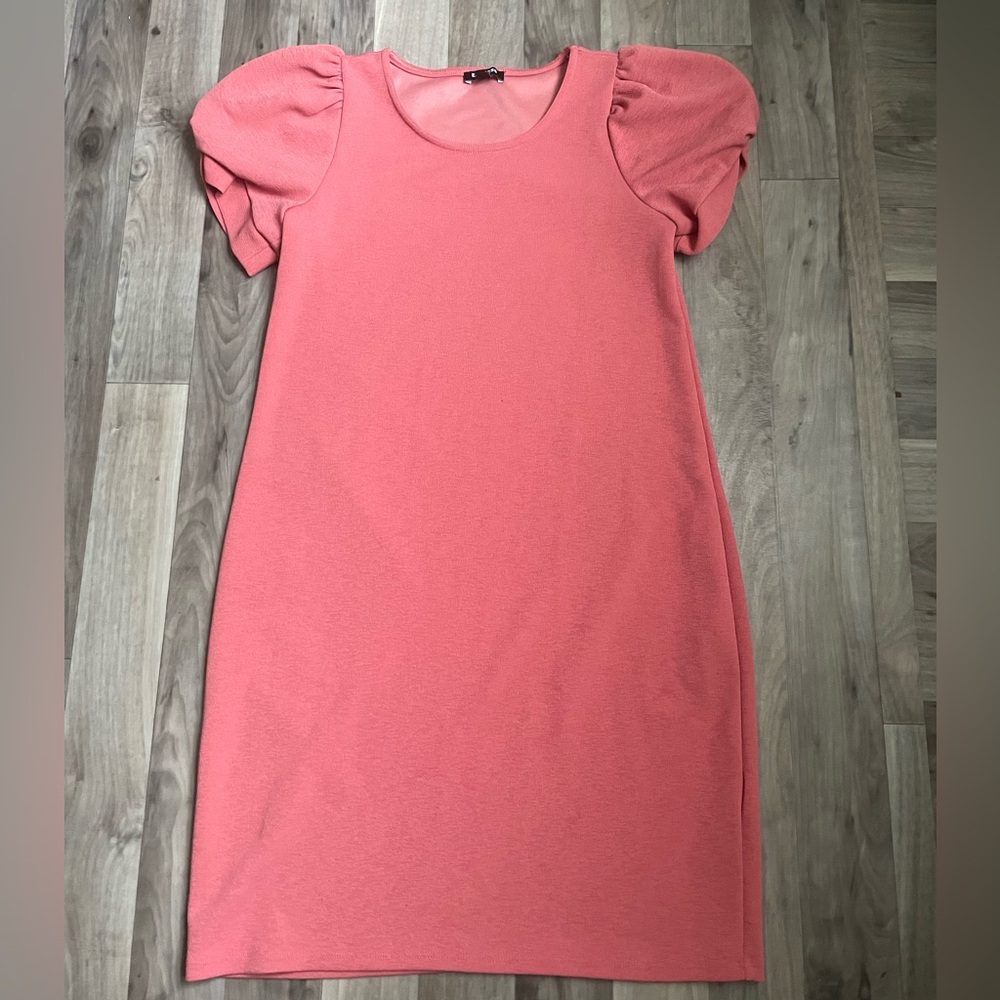 Elegant Pink Puff Sleeve Dress
